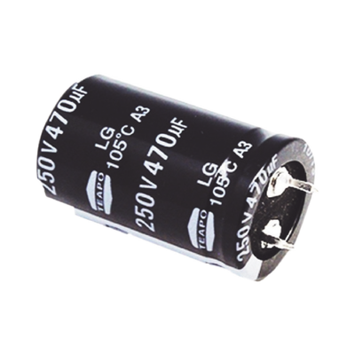 Imagen de Capacitor Electrolítico de Aluminio, Radial de 470 µFd, 250 Vcc, 105 °C, 25 x 40 mm.