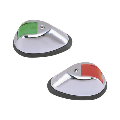 Imagen de Set de Luces de Navegación Verticales en Carcasa Cromada en Color Rojo/Verde para Embarcaciones a Motor de Hasta 20 Metros