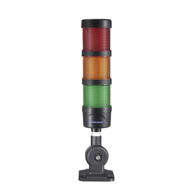 Imagen de Torre LED Indicadora de estado de 3 niveles color Rojo, Ámbar y Verde, con Buzzer integrado a 85 dB,  a 24 VCD con Montaje incluido de 60 mm de diámetro