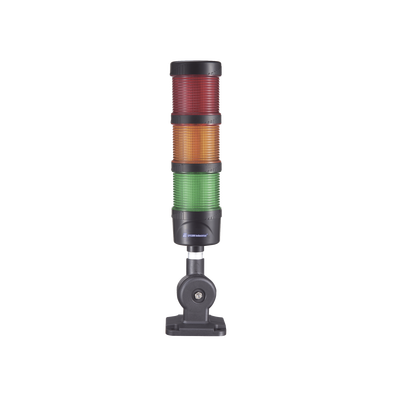 Imagen de Torre LED Indicadora de estado de 3 niveles color Rojo, Ámbar y Verde, con Buzzer integrado a 85 dB,  a 110-240 VCA con Montaje incluido de 60 mm de diámetro