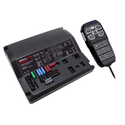 Imagen de Sirena Vehicular de 200W de Potencia, Programable, Con Controlador Unimando de 15 Botones Para Control de Tonos, 12 Salidas Auxiliares y Micrófono