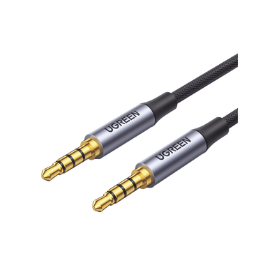 Imagen de Cable Auxiliar de 3.5mm / Cable Audio Estéreo / Núcleo de Alambre de Cobre Esmaltado / Carcasa de Aluminio Azul + Nylon Trenzado /  Soporta Micrófono / 2 Metros