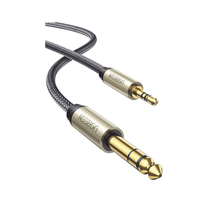 Imagen de Cable Audio Estéreo 3.5mm (1/8") TRS a 6.35mm (1/4") TS / 1 Metro / Audio de Hi-Fi / Trenza de Nylon / Blindaje Múltiple / Caja de Aleación Zinc / Núcleo de Cobre Puro / Compatibilidad Universal