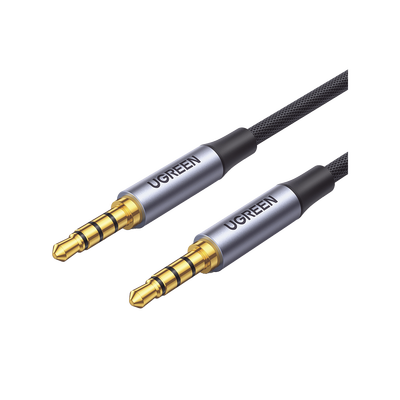 Imagen de Cable Auxiliar de 3.5mm / Cable Audio Estéreo / Núcleo de Alambre de Cobre Esmaltado / Carcasa de Aluminio Azul + Nylon Trenzado /  Soporta Micrófono / 5 Metros
