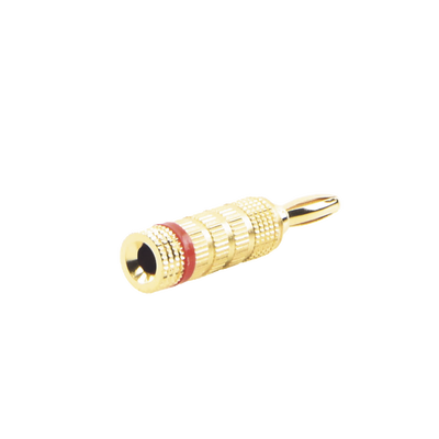 Imagen de Conector Banana Tipo Tornillo para Bocinas | Instalaciones Profesionales de Audio | Chapado en Oro | Color Rojo (1 Pieza)