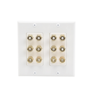 Imagen de Placa de Pared | Postes de Unión Tipo Banana | Conexión para 6 Altavoces | Fácil Instalación | Conectores Chapados en Oro