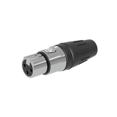 Imagen de Conector hembra XLR de 3 núcleos con carcasa de acero inoxidable y contactos chapados en oro