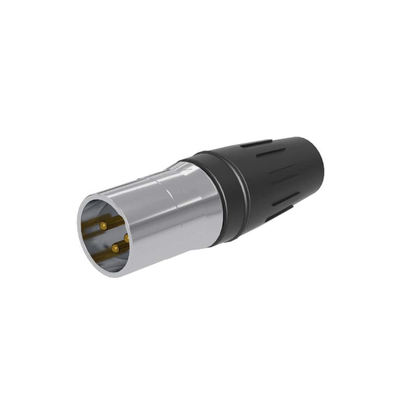 Imagen de CONECTOR MACHO XLR DE 3 NÚCLEOS CON CARCASA DE ACERO INOXIDABLE Y CONTACTOS CHAPADOS EN ORO