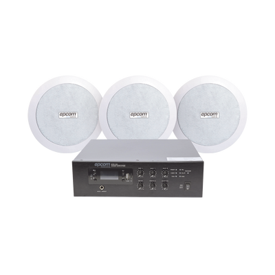 Imagen de KIT de Amplificador de 120W para Escritorio | 3 Altavoces de Plafón de 5.5in | 3.75 - 30W | Sistema 70/100V