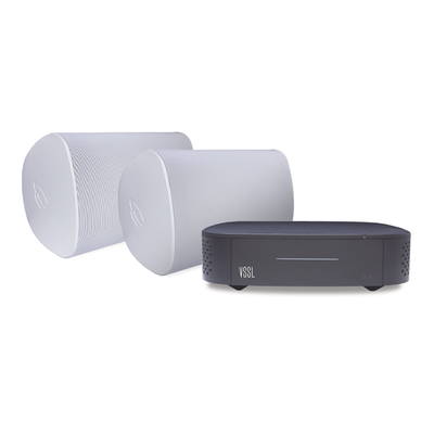 Imagen de KIT Amplificador VSSL A1X | 2 Bocinas para Montaje Superficial de 6in de TruAudio Modelo OP6WT | Color Blanco IP66