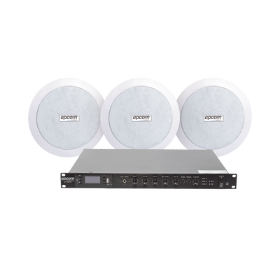 Imagen de KIT de Amplificador de 120W para Rack SF120DTB | 3 Altavoces de Plafón de 5.5in SF-206P | 3.75 - 30W | Sistema 70/100V