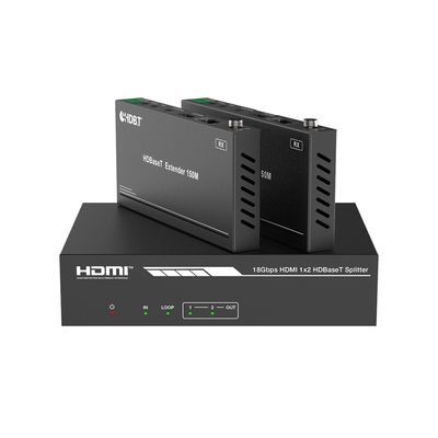 Imagen de Splitter mas Extensor de Video | 1x2 | ProAV | HDBaseT™ | 120m en 4K@60Hz | 150m en 1080p@60Hz | Cat6/6a/7 | Gestión Avanzada EDID | Control IR y RS232 | PoC | Salida de Audio