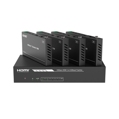 Imagen de Splitter mas Extensor de Video | 1x4 | ProAV | HDBaseT™ | 120m en 4K@60Hz | 150m en 1080p@60Hz | Cat6/6a/7 | Gestión Avanzada EDID | Control IR y RS232 | PoC | Salida de Audio