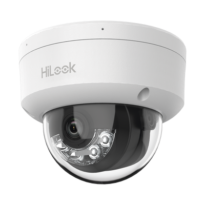 Imagen de [Dual Light] HiLook Series / Domo IP de 4 Megapixel / Uso en interior / Lente 2.8 mm / 20 mts IR + 20 mts Luz Blanca / Micrófono Integrado / ACUSENSE Lite / PoE / dWDR / H.265+ / ONVIF