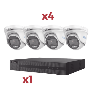 Imagen de [Kit] DVR 4 Canales TurboHD + 1 Canal IP / 2 Megapixel (1080pLite) / AcuSense Lite / Audio por coaxitron / 1 Bahia de disco duro / 4 Cámaras Metalicas / 2 Megapixel tipo turret / ColorVu Lite + Microfono Integrado