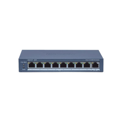Imagen de Switch Administrable PoE+ / 8 puertos 100 Mbps PoE+ / 1 puerto 1000 Mbps de Uplink / PoE hasta 300 Metros / Conexión Remota desde Hik-ParnerPro / 110 W