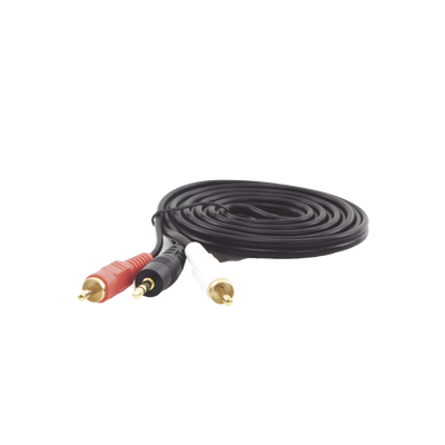 Imagen de Convertidor 3.5mm Estéreo a 2 RCA Macho 1.83m | para Aplicaciones de Audio | Compatible con Amplificadores VSSL y Epcom ProAudio